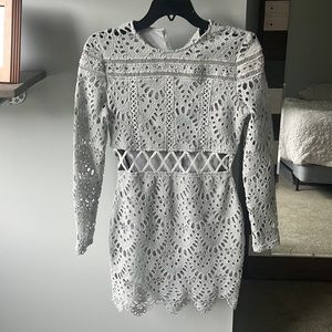 Xenia Boutique Gray/Blue Mini Dress size S. Cut out mid section. Only worn once.